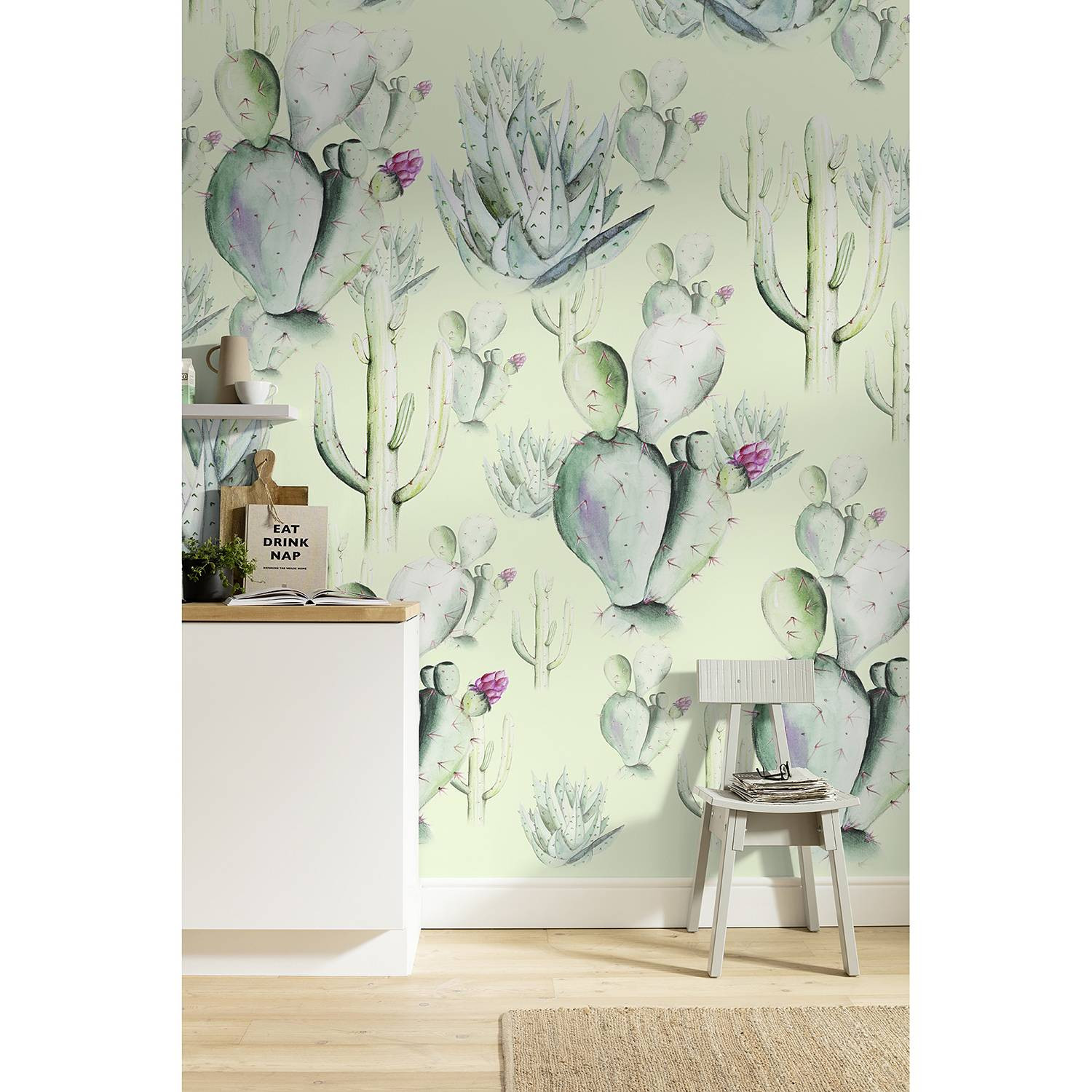 home24 Fotobehang Cactus Green Botanical Modern Textiel 200 cm