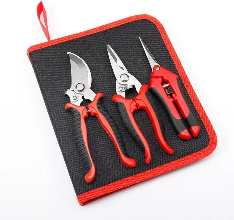 INF Fünfteiliges Gartenscheren-Set mit Segeltuchtasche
