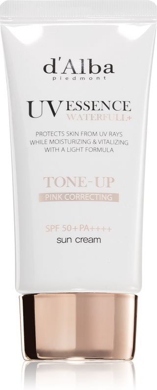 d'Alba Waterfull Pink Correcting Tone-Up Sun Cream crème solaire visage éclat et hydratation SPF 50+ 50 ml