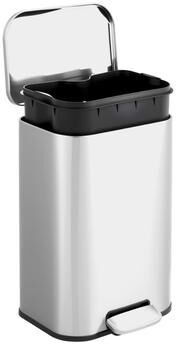 Garvee 5.2 Gal Silver Stainless Steel Step Trash Can, 20L Rectangular Bin, Soft-Close Lid, Removable Inner Bucket