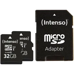 Intenso Doppelpack microSDHC - 32 GB, inkl. SD-Adapter