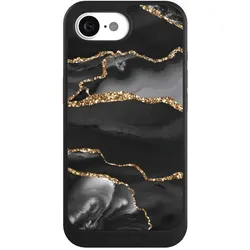 Nivocase Hülle für Apple iPhone 16e Handyhülle NIVOcore Case Schwarz Glitzer Look Marmor Muster (Apple iPhone 16e), Smartphone Hülle, Schwarz