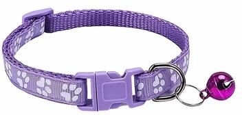 Inspired Living PawPrint Bell Pet Collar For Cats & Small Dogs Adjustable Colorful Safety Collar purple