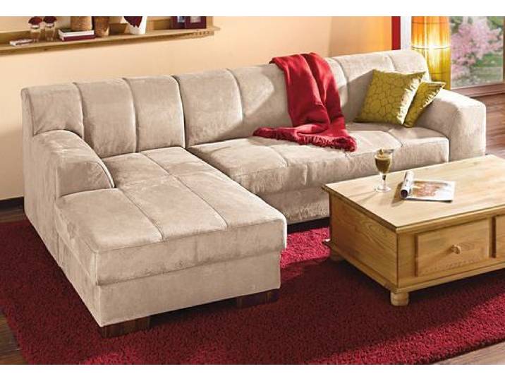 Ecksofa HOME AFFAIRE Falk klare Linien, elegant und zeitlos, L-Form , beige (creme), B:262cm H:77cm T:159cm, Sofas, Ecksofa, mit Federkern und wahlweise mit Bettfunktion