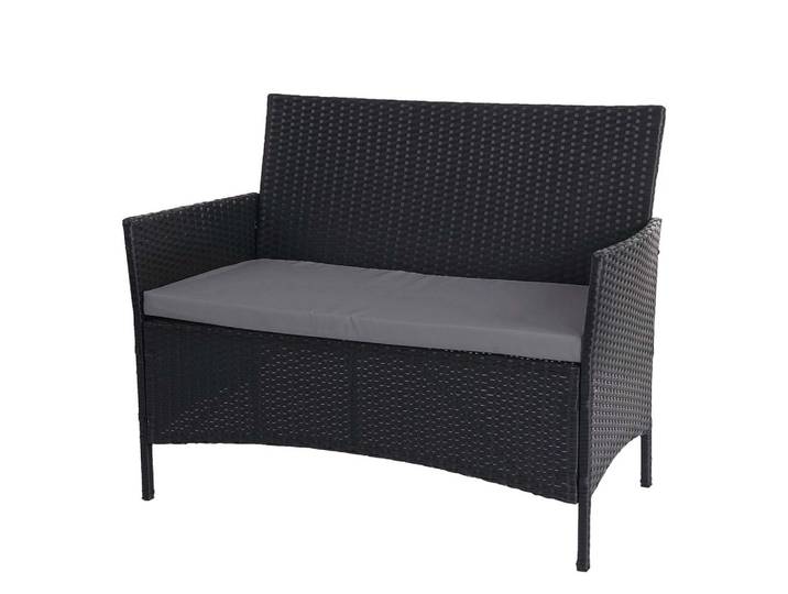 POLY-RATTAN GARTENBANK Anthrazit, Grau