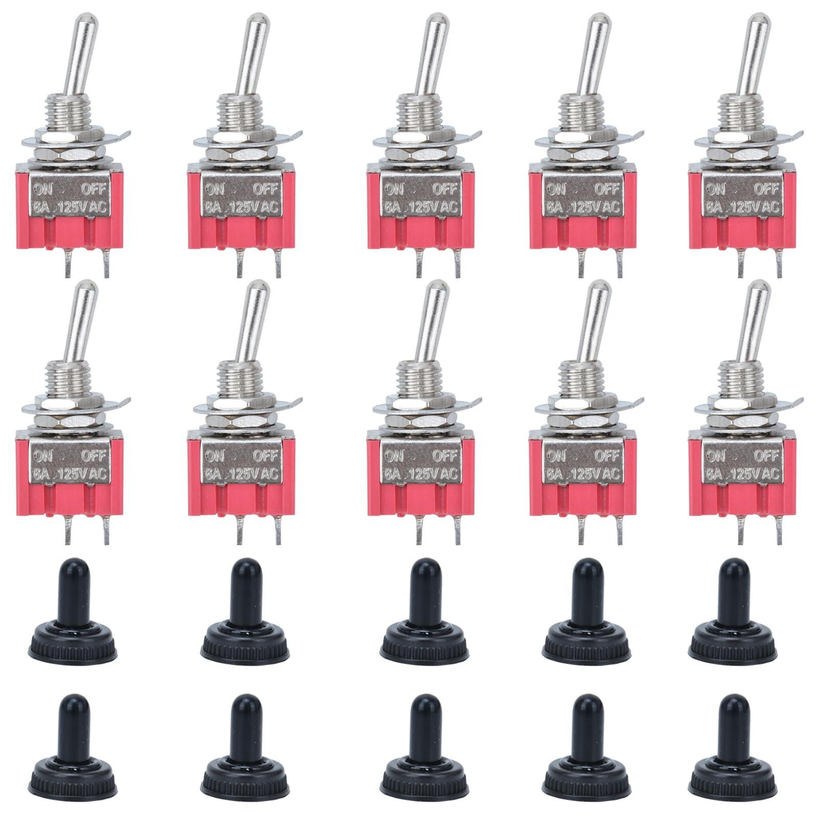 Dripio 10-delige miniature tuimelschakelaar, SPST/SPDT, 6A/125V AC, roterend