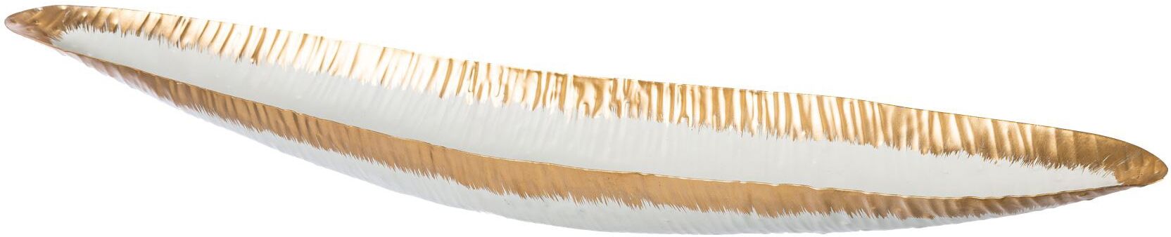 Dekoschale CREATIV DECO "AGNES Weihnachtsdeko", gold (weiß, goldfarben), B:60cm H:3,5cm T:13cm, Metall, Dekoschalen, Dekoschale, mit Gold-Akzent weiß, goldfarben B/H/T: 60cm x 3,5cm x 13cm