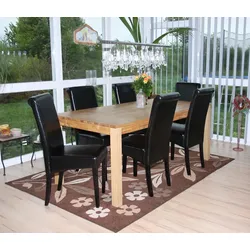 6er-Set Esszimmerstuhl Stuhl Küchenstuhl Lecce II, Leder ~ schwarz, dunkle Beine
