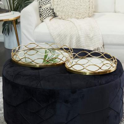 ARCILLA ELEMENTAL Contemporary Stainless Steel Metal Mirrored Tray (Set of 2) - Silver or Gold