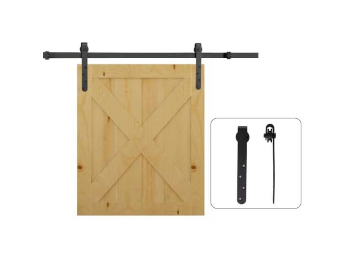 HOMCOM Kit de Porte Coulissante Système Galandage Largeur Max. 0\,9 m Noir pour Porte Épaisseur 20-25 mm\, Charge Max. 20 Kg\, Acier