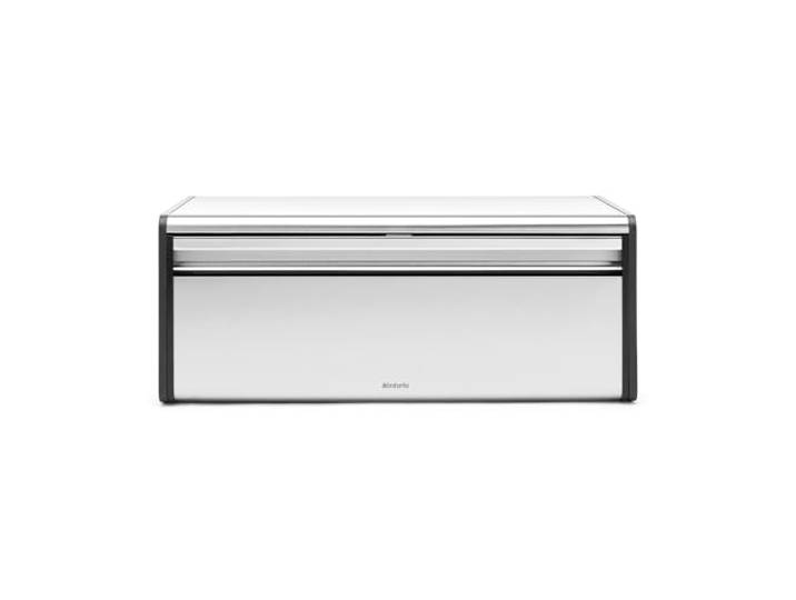 Brabantia Klappbrotkasten - Große Aufbewahrungsbox für Brot, Bagels, Brötchen - Platzsparendes Design mit flacher Oberseite - Zur Wandmontage geeignet - Matt Steel