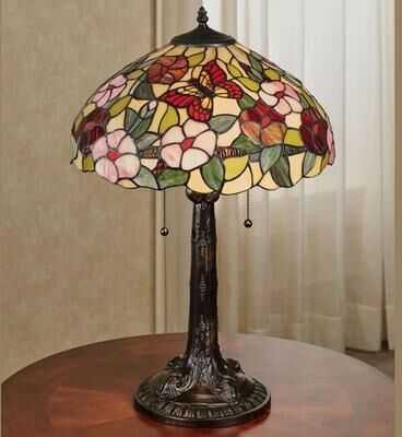 Touch of Class Spring Blossoms Stained Glass Table Lamp Multi Pastel , Multi Pastel