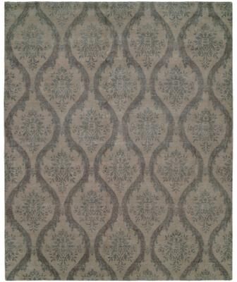 KALATY Transitional Grey Hand-Knotted Wool Area Rug