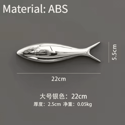 Inspire Curations 3D Electroplated Fish Wall Decor Modern Metallic Ocean Art Pendant silver Plus Size