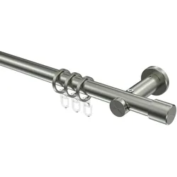 GARDINENSTANGE Platon Santo 160 cm, 1-läufig, 20 mm Ø Edelstahl-Optik