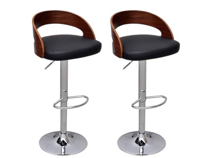 TEKGHUT Barhocker 2 STK. Bugholz, Höhenverstellbar Kunstleder Sitz, Metallrahmen Stabil, Fußstütze Ergonomisch, 110 kg Belastbar