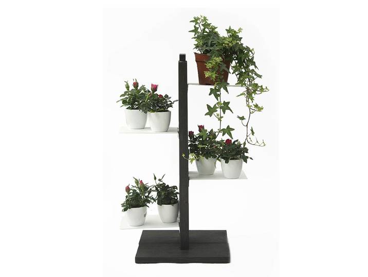 LE ZIE DI MILANO porte-plantes ZIA FLORA (H 66 cm / Noir - Hêtre massif et acier)