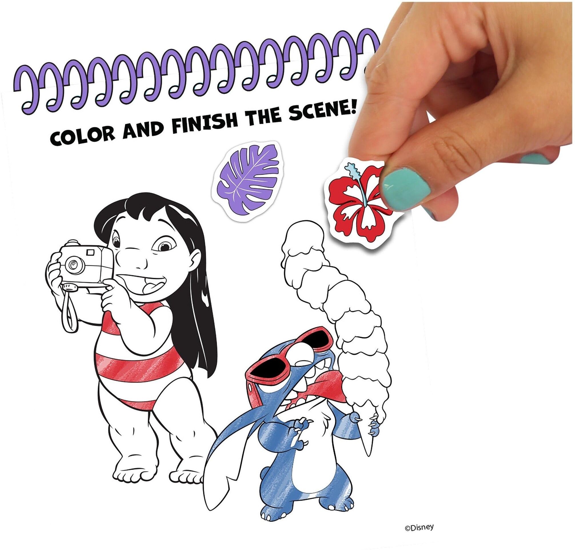 Just Play Disney Stitch My Own Creativity Set for Kids - 20-page Activity Pad, 3-metre Colouring Roll, Crayons, Stickers, and Stamps - Ages 3 and Up