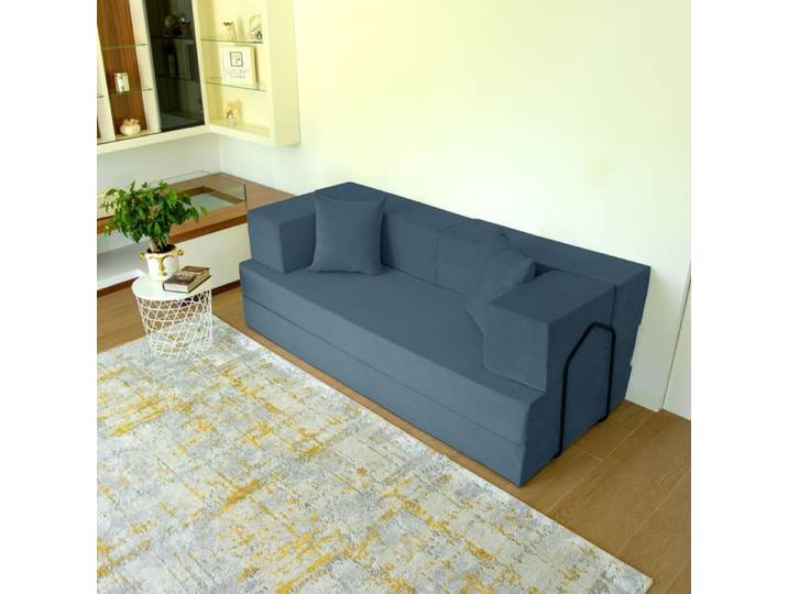Canapé compressé convertible FLEXIMOOD PORTUGAL BLEU 3 pl déhoussable