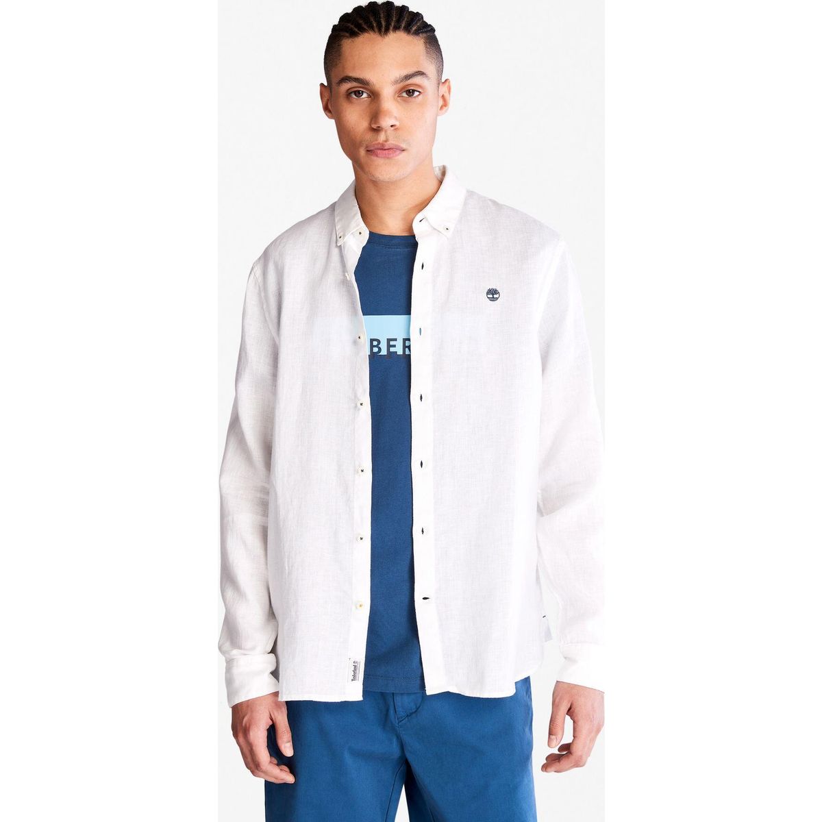 Timberland Mens Linen Shirt white XXL TB0A2DC31001-XXL