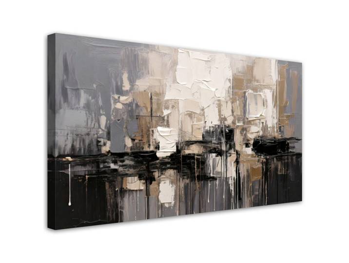 Feeby Leinwandbild Abstraktion in Grautönen 120x60cm, Rechteckig, 120x60 cm, Bilder & Rahmen, Bilder, Leinwandbilder