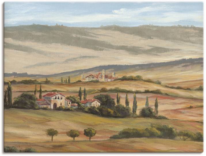Leinwandbild ARTLAND Toskanisches Tal I , beige (farbe bild(er): naturfarben), B:120cm H:90cm, Bilder, Leinwandbild, auf Holzrahmen gespannt