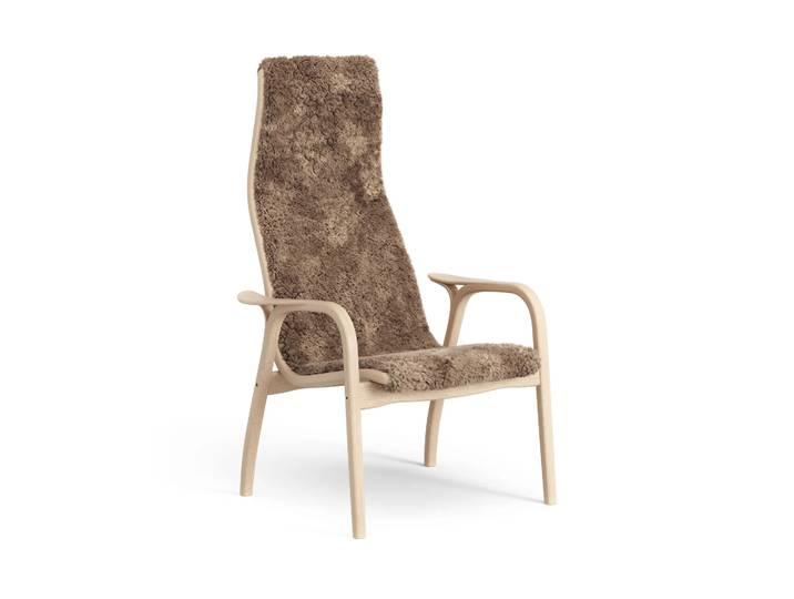 Swedese Lamini Kindersessel lackierte Buche/Schaffell Sahara (nougatbraun)