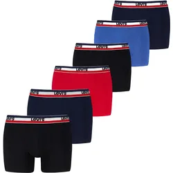 Levi's Herren Boxershorts, 6er Pack -  Repeat SPW Logo Boxer Brief 6P, Cotton Stretch, ECOM Schwarz/Rot/Blau / XL