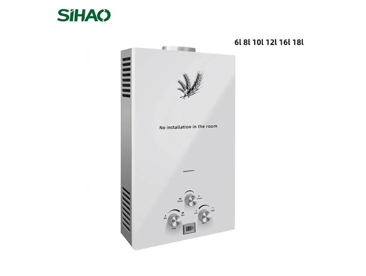 Chauffe-eau instantané au gaz GPL SIHAO 6-18L, acier inoxydable à économie d'énergie avec écran LED, protection de sécurité et contrôle intelligent