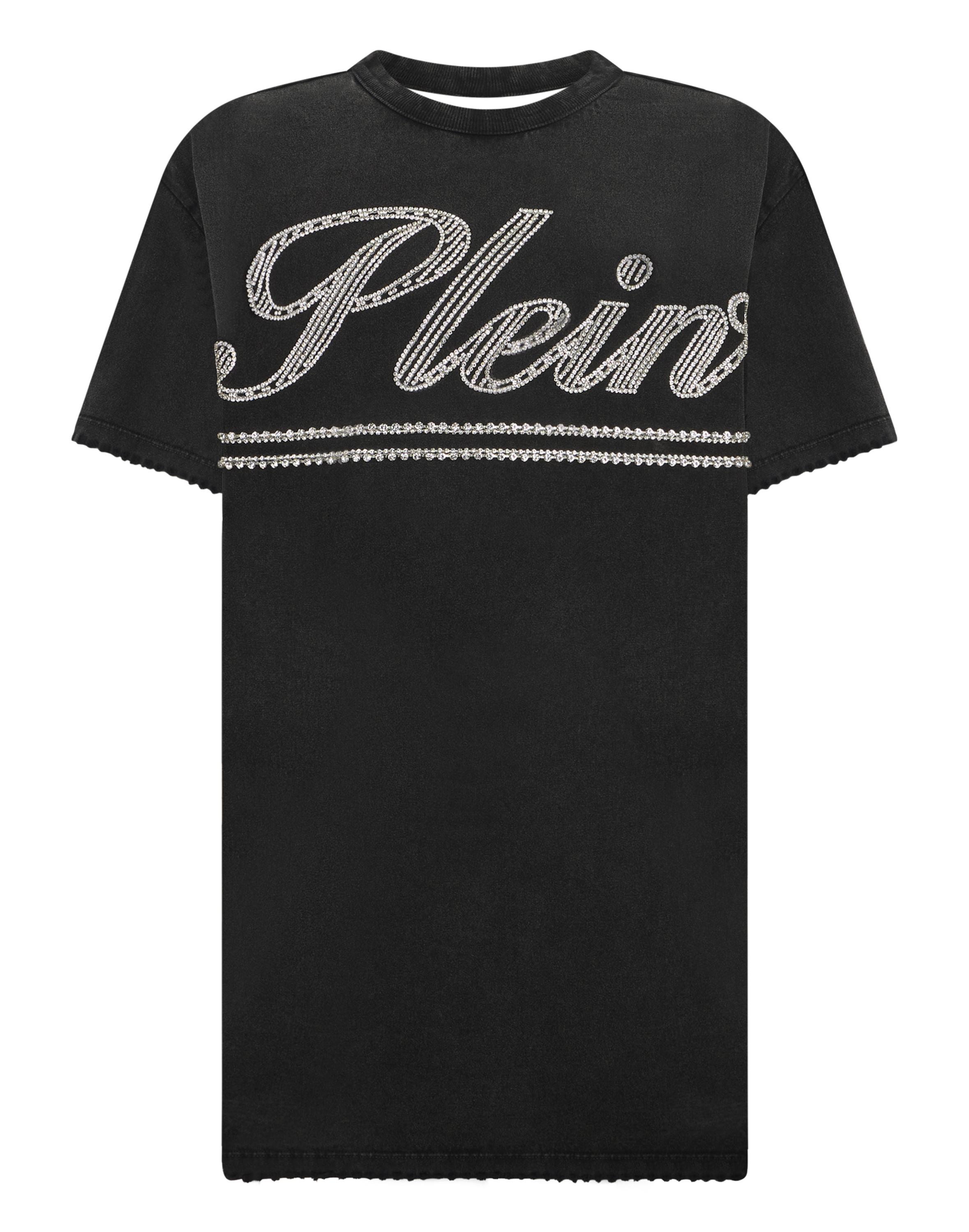 Open Back T-Shirt Dress Strass Signature