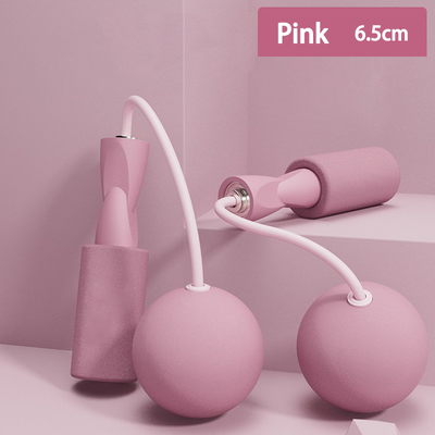 On Spot Shop Fitness Jump Rope With Big Ball, Heavy Cordless Skipping Rope For Fat Burning, Suitable For Household Indoor Sports pink 6.5cm