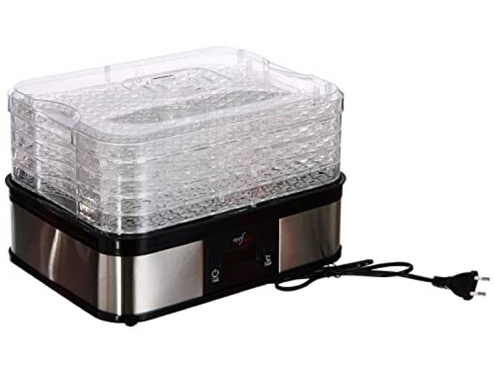 Melchioni Family Babele Plus, digitaler Dörrautomat, für Obst, Gemüse, Fleisch, aromatische Kräuter, Timer bis zu 48 Stunden, 5 höhenverstellbare und stapelbare Ablagen, Temperatur 40-70°, 250 W