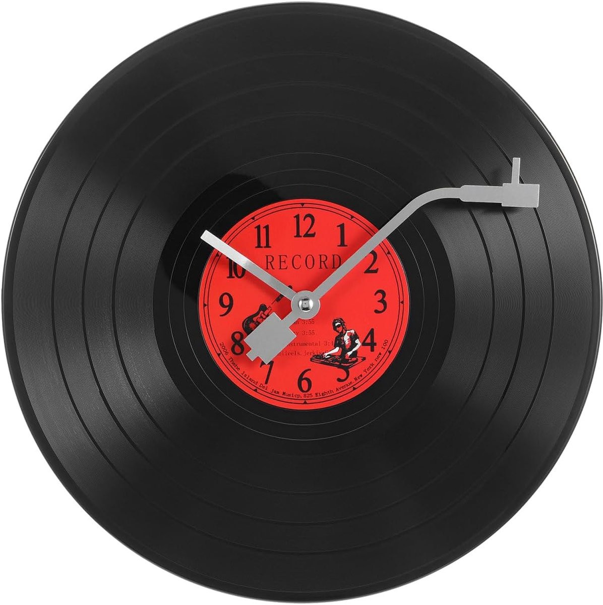 Amosfun Vinyl Record Wandklok voor Wanddecoratie in Landelijke Stijl
