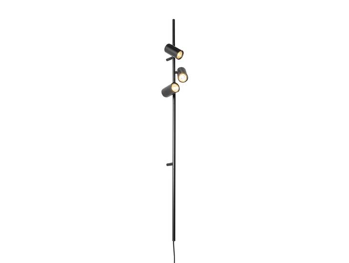 Applique murale intelligente noire 3 lumières avec interrupteur