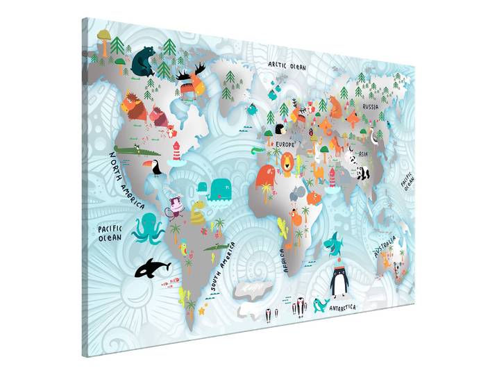 Tableau déco Fairytale Map Lin Multicolore 90 x 60cm