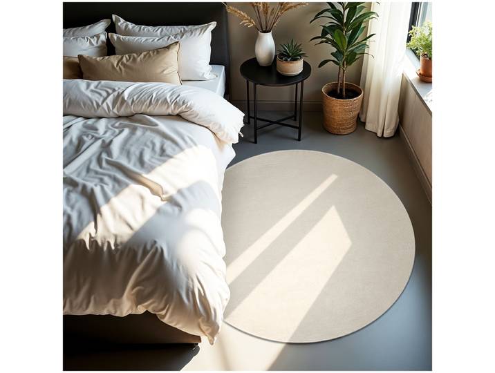 Kurzflorteppich Soft Zone - Ø 120 cm, creme