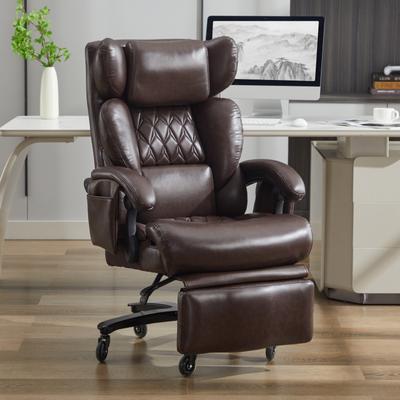 "GDFStudio - 44.29"" PU Soft Pack Big and Tall 400LBS High Back Adjustable Swivel Office Chair with Heating Massage"