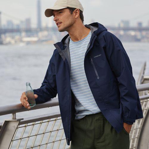 Verstaubare wasserdichte Regenjacke für Herren, Herren, size: regular, Blau, Polyester, by Lands' End