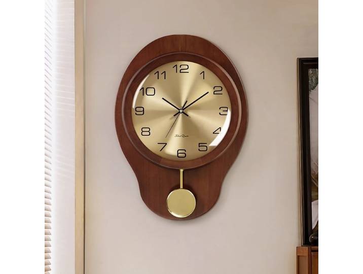 Nouvelle horloge en bois massif de Style chinois, salon, décoration de maison, décoration murale silencieuse de Style chinois, Style scandinave