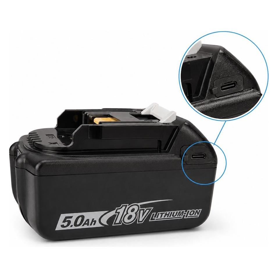 Norka Akku für Makita 18V 5Ah Elektrowerkzeug mit USB-C Eingang/Ausgang - BL1850 / BL1850B Li-ion (18 V) (71441100)