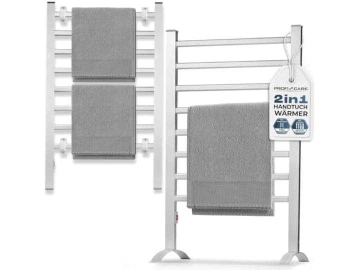 ProfiCare Chauffe-serviettes électrique Porte-serviettes & sèche-serviettes pour salle de bain incl. Matériel de montage & pieds sans perçage Radiateur silencieux Câble de 1\,5m PC EHW 3115