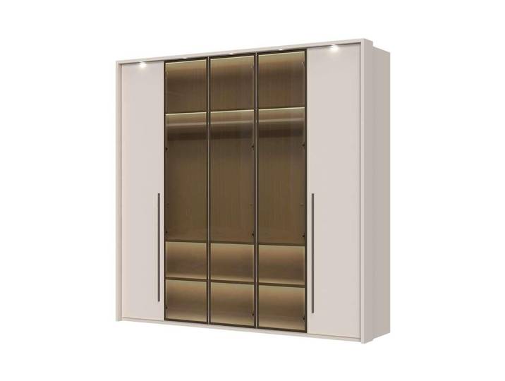 Drehtürenschrank, MDF, Cashmere, 232×226×60 cm, LED-Beleuchtung, Soft-Close, Modern, Places Of Style