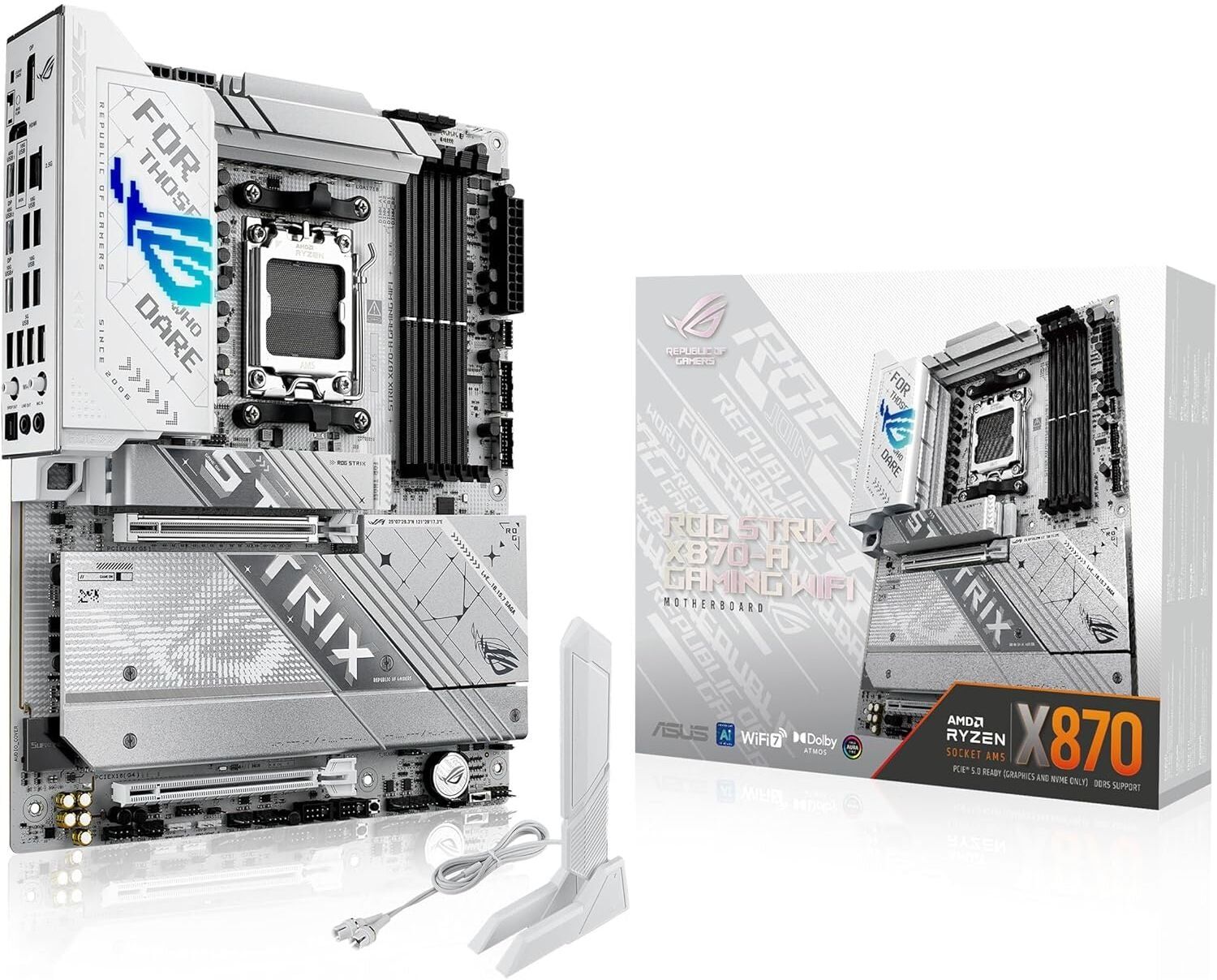 Gadcet Chadwell Heath ASUS ROG Strix X870-A Gaming WiFi Motherboard (ATX) – AMD AM5 Socket, Supports Ryzen 9000 / 8000 / 7000 Series Processors, DDR5, PCIe 5.0, WiFi 7, USB4