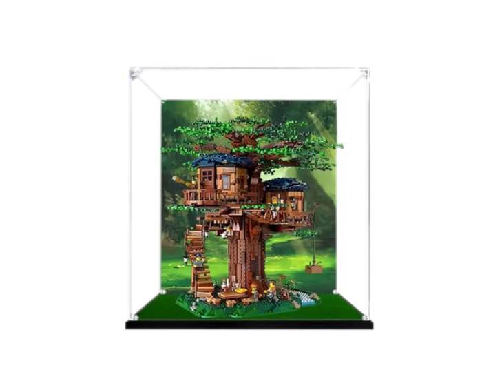 Acryl-Vitrine für Lego Ideas Baumhaus 21318, Schaukasten, Schützen und Dekorieren Modell mit staubdichter Aufbewahrung, Geschenke (Hintergrund E)