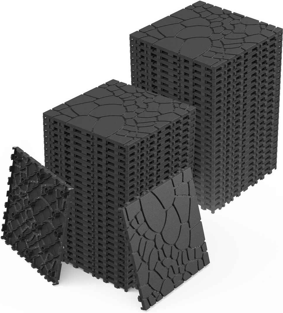 Blue Elephant 44 Pcs 30.5 cm x 30.5 cm Interlocking Deck Tiles, Low Maintenance Plastic Tiles Black Tile