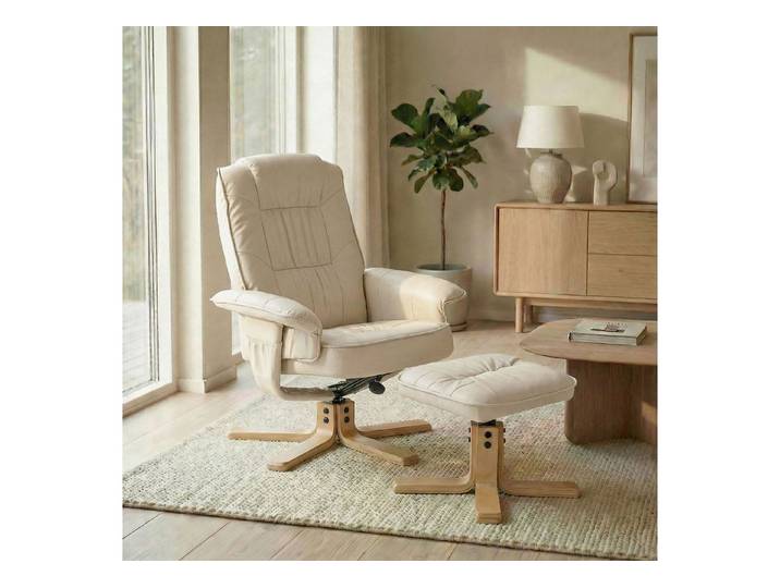 IDIMEX Relaxsessel CHARLY, Fernsehsessel mit Hocker, TV-Sessel neigungsverstellbar beige