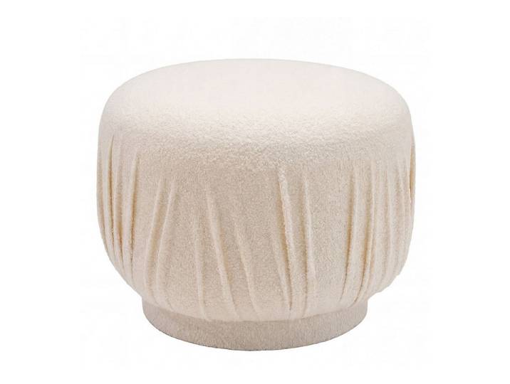 furnicato Sitzhocker Polsterhocker rund 40x50x50 cm Creme, Handgefertigter Fußhocker mit Anti-Rutsch-Noppen für dein Wohnzimmer