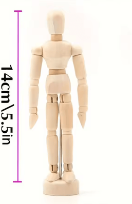 Inspire Curations Artistic Wooden Drawing Mannequin Poseable Figure Model For Sketching & Decor 14cm Wooden Man