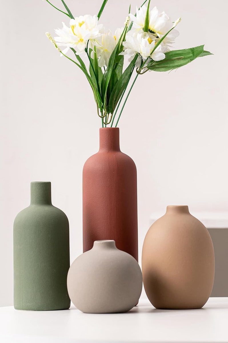 Set van 4 keramische vazen met vintage charme voor decoratie op tafel