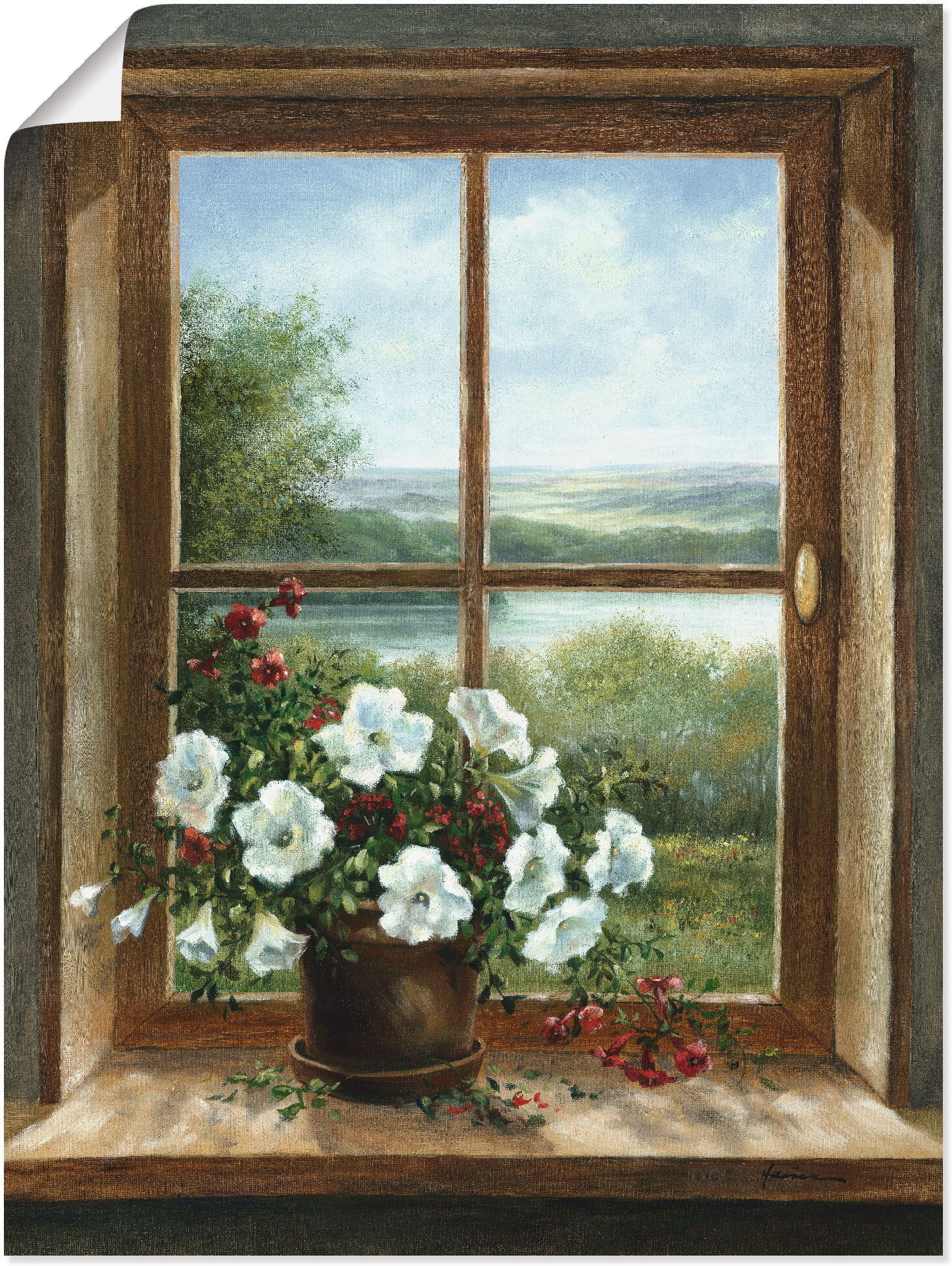 Wandbild ARTLAND "Blumen am Fenster", braun (farbe bild(er): braun), B:45cm H:60cm, Bilder, Wandbild, als Leinwandbild, Poster in verschied. Grössen farbe bild(er): braun B/H/T: 45cm x 60cm, Poster Arrangements, 1 Stk.